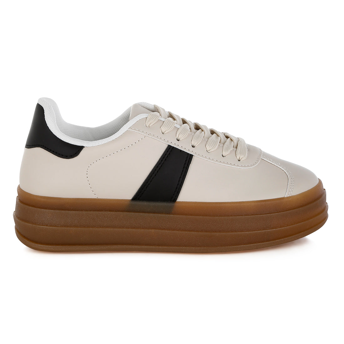 classic faux leather lace-up sneakers#color_off-white