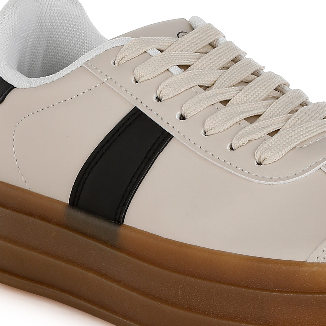 classic faux leather lace-up sneakers#color_off-white