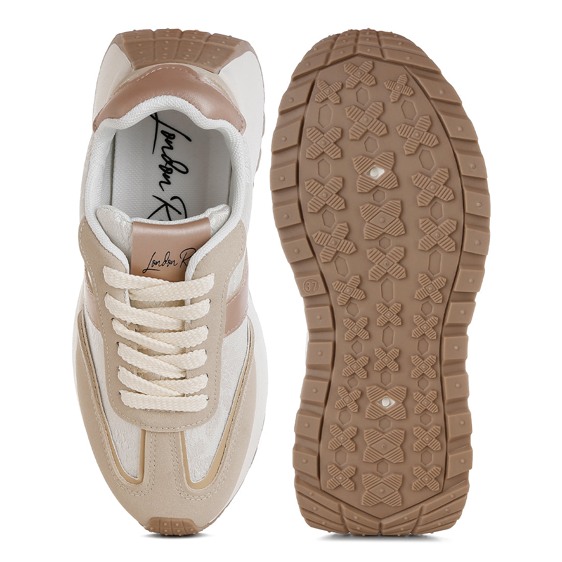 chunky anti-skid lace-up sneakers#color_beige