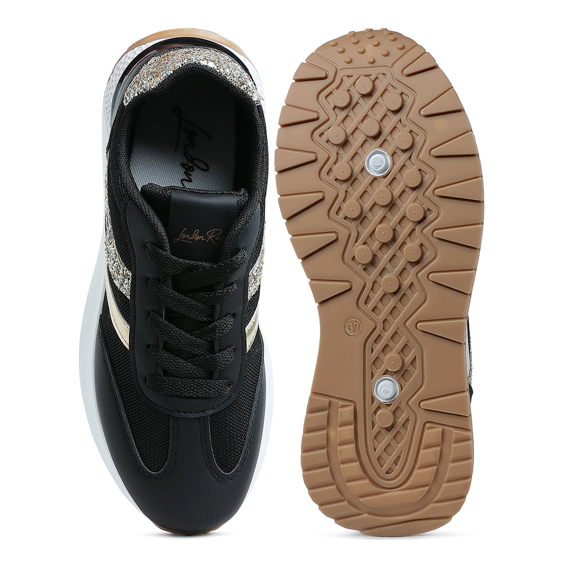 glitter detail chunky sneakers#color_black