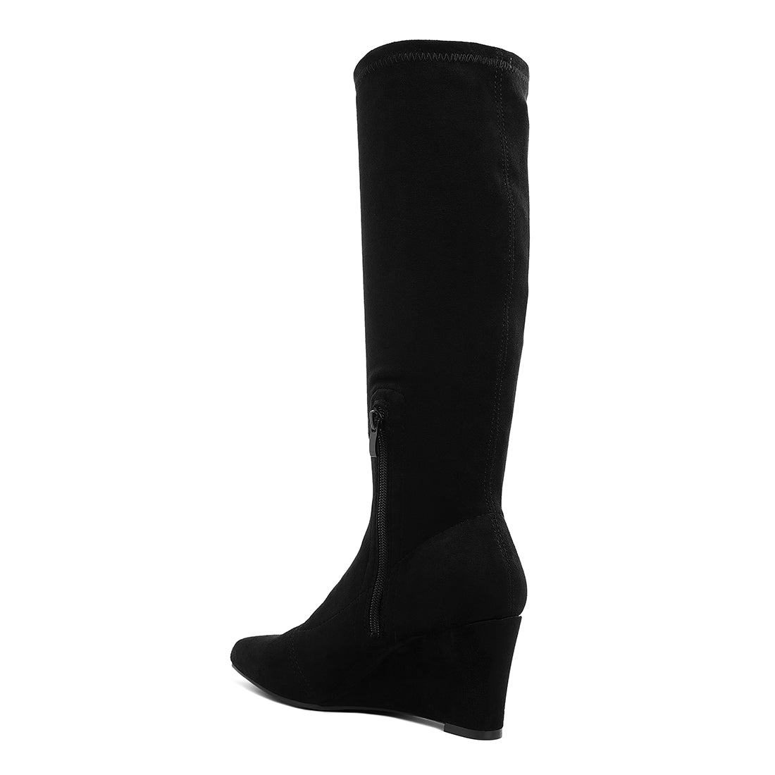 microfiber wedge heel boots#color_black