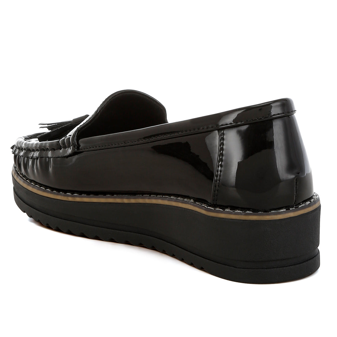 tassel detail flatform loafers#color_black