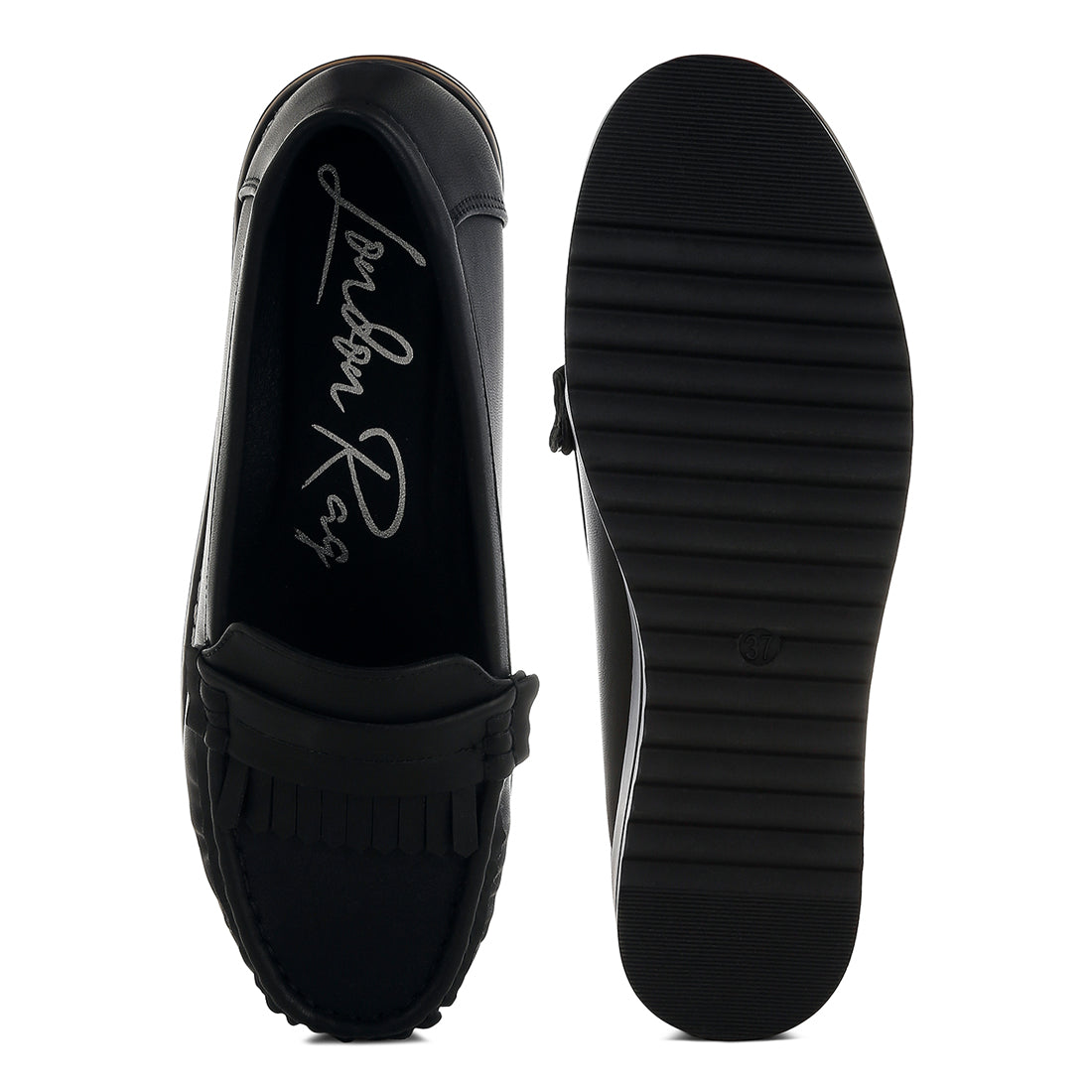 fringed nubuck loafers#color_black