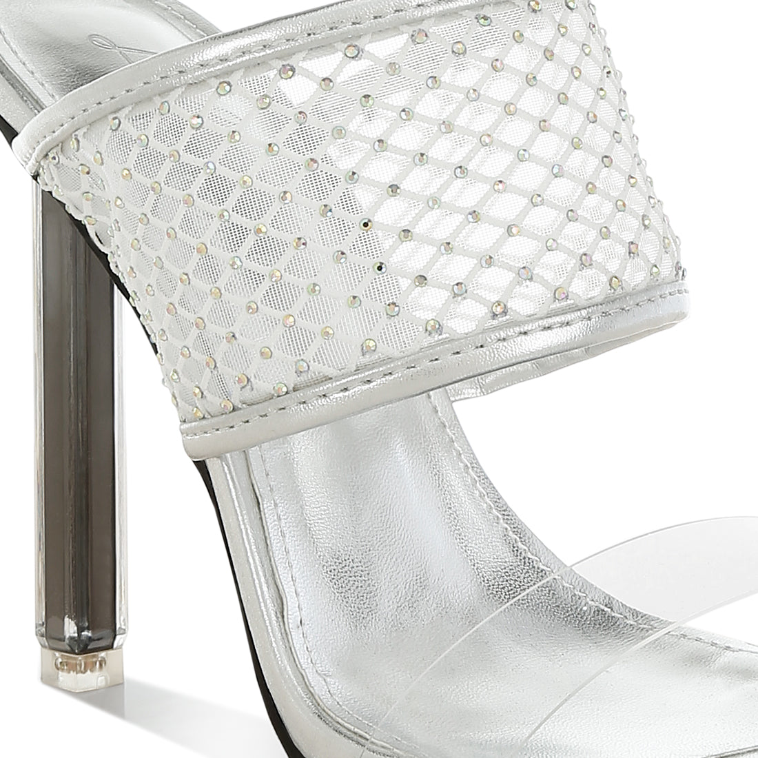 clear embellished square toe heels#color_silver
