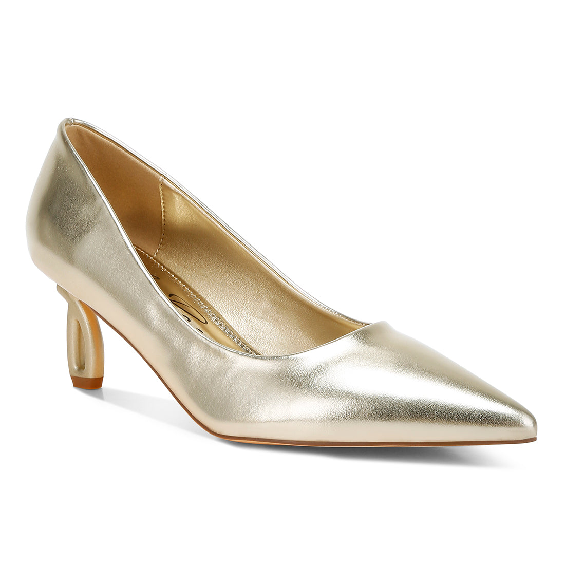 metallic fantasy heel pumps#color_gold