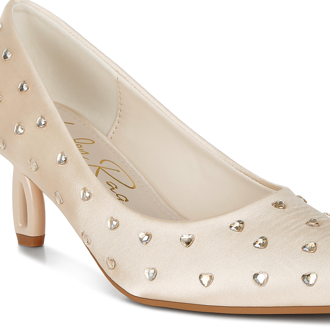 heart-shaped rhinestones pumps#color_beige