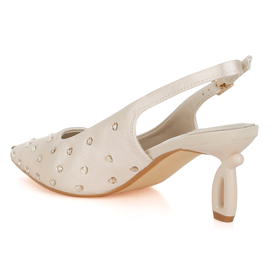 heart-shaped rhinestone studded slingbacks#color_beige
