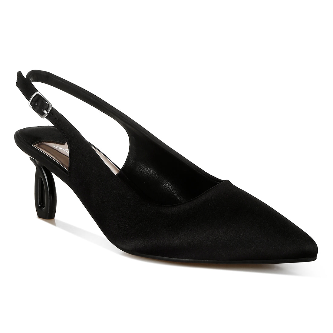 satin pointed toe slingbacks#color_black