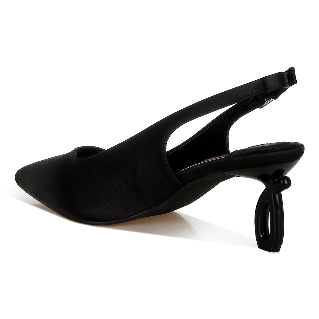 satin pointed toe slingbacks#color_black
