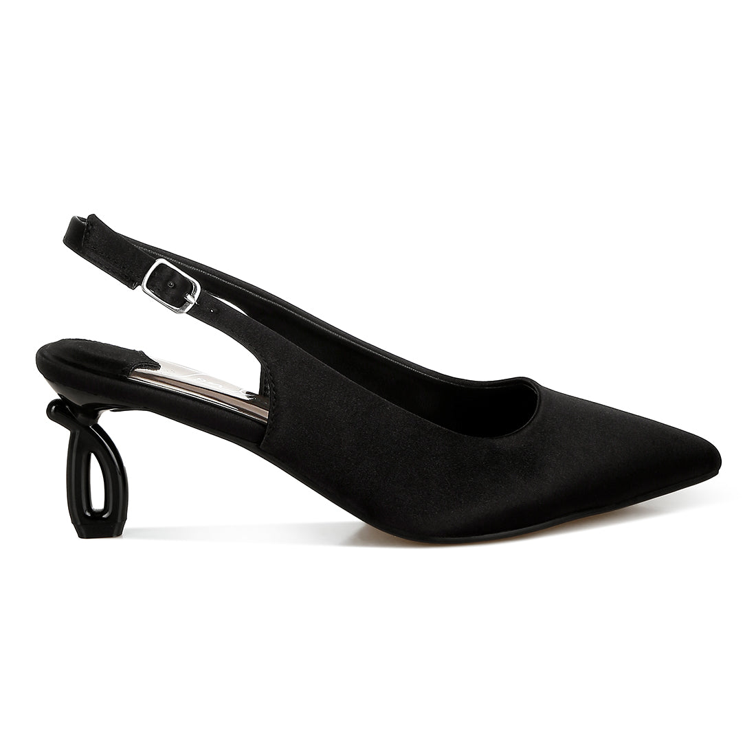 satin pointed toe slingbacks#color_black
