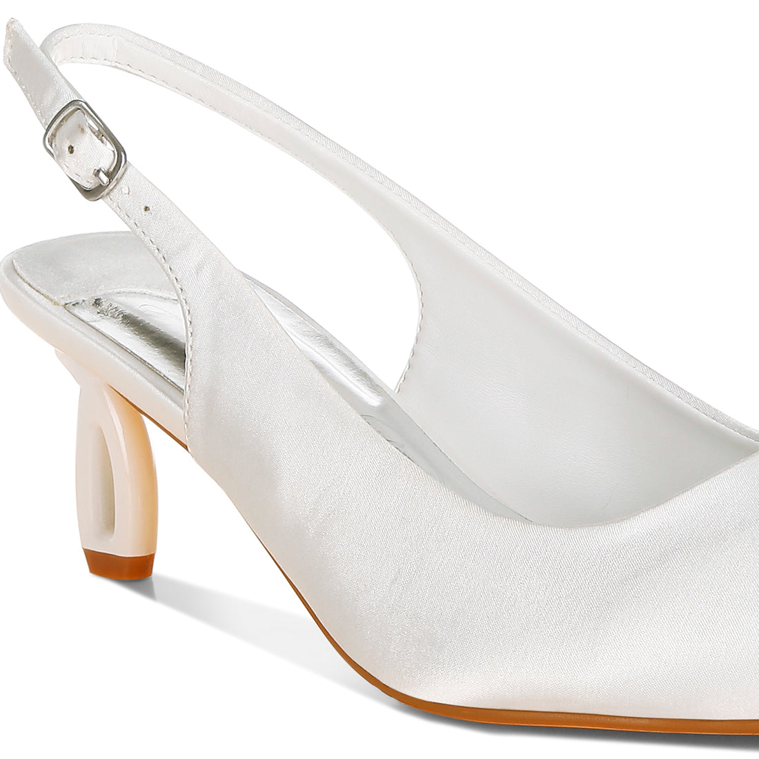 satin pointed toe slingbacks#color_white
