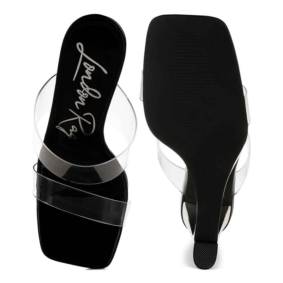 fantasy wedge heel clear sandals#color_black