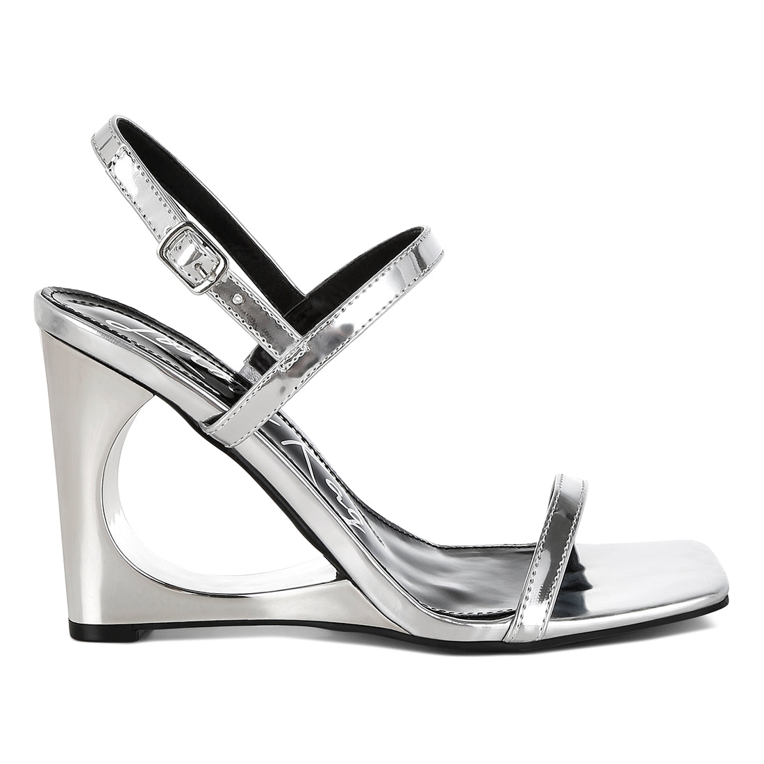 metallic fantasy wedge heel sandals#color_silver