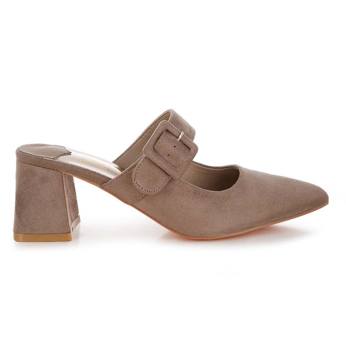 buckle strap detail microfiber mules#color_taupe