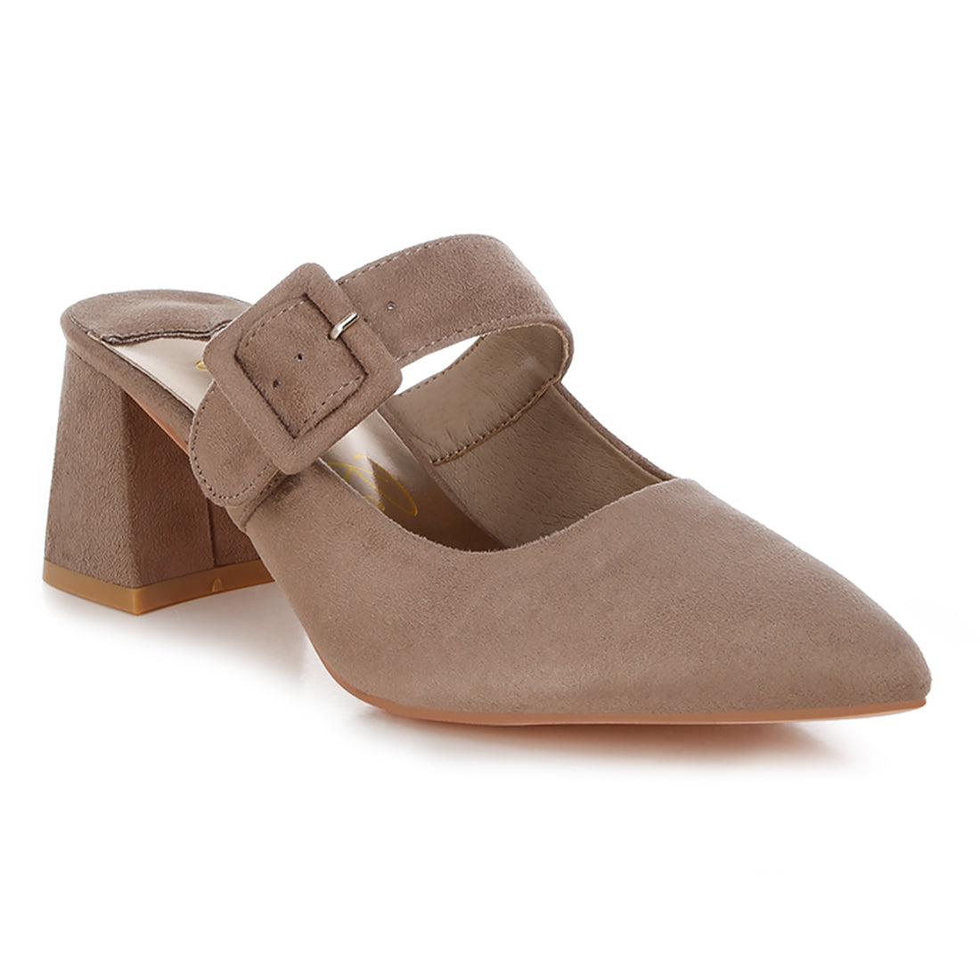 buckle strap detail microfiber mules#color_taupe