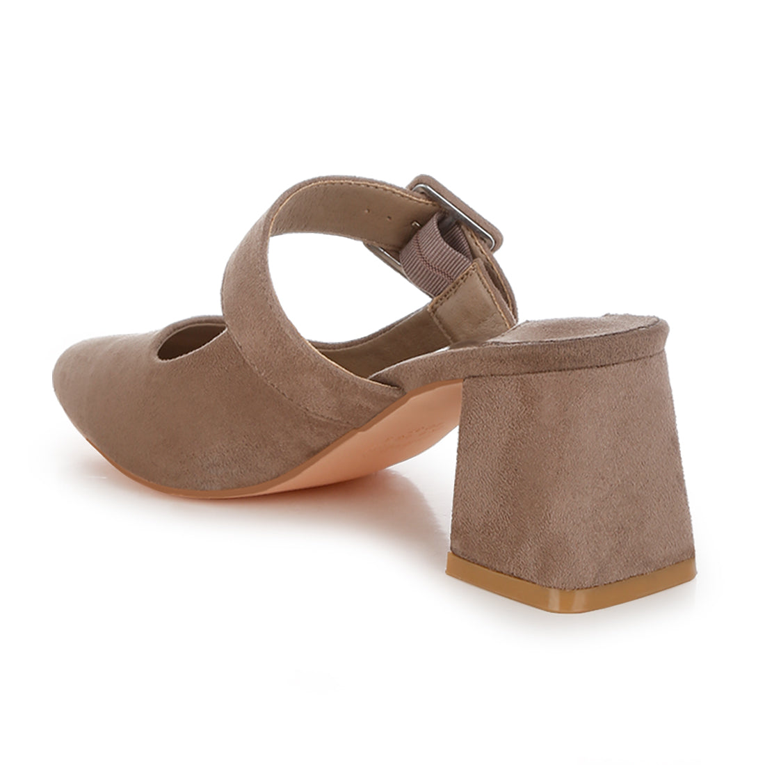 buckle strap detail microfiber mules#color_taupe