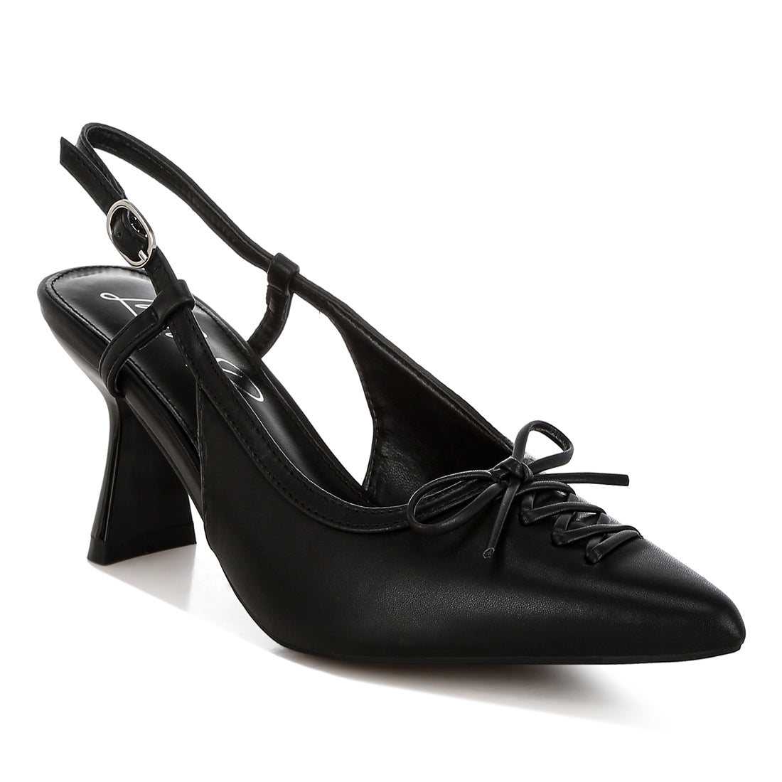 women kitten heel pointy slingbacks#color_black