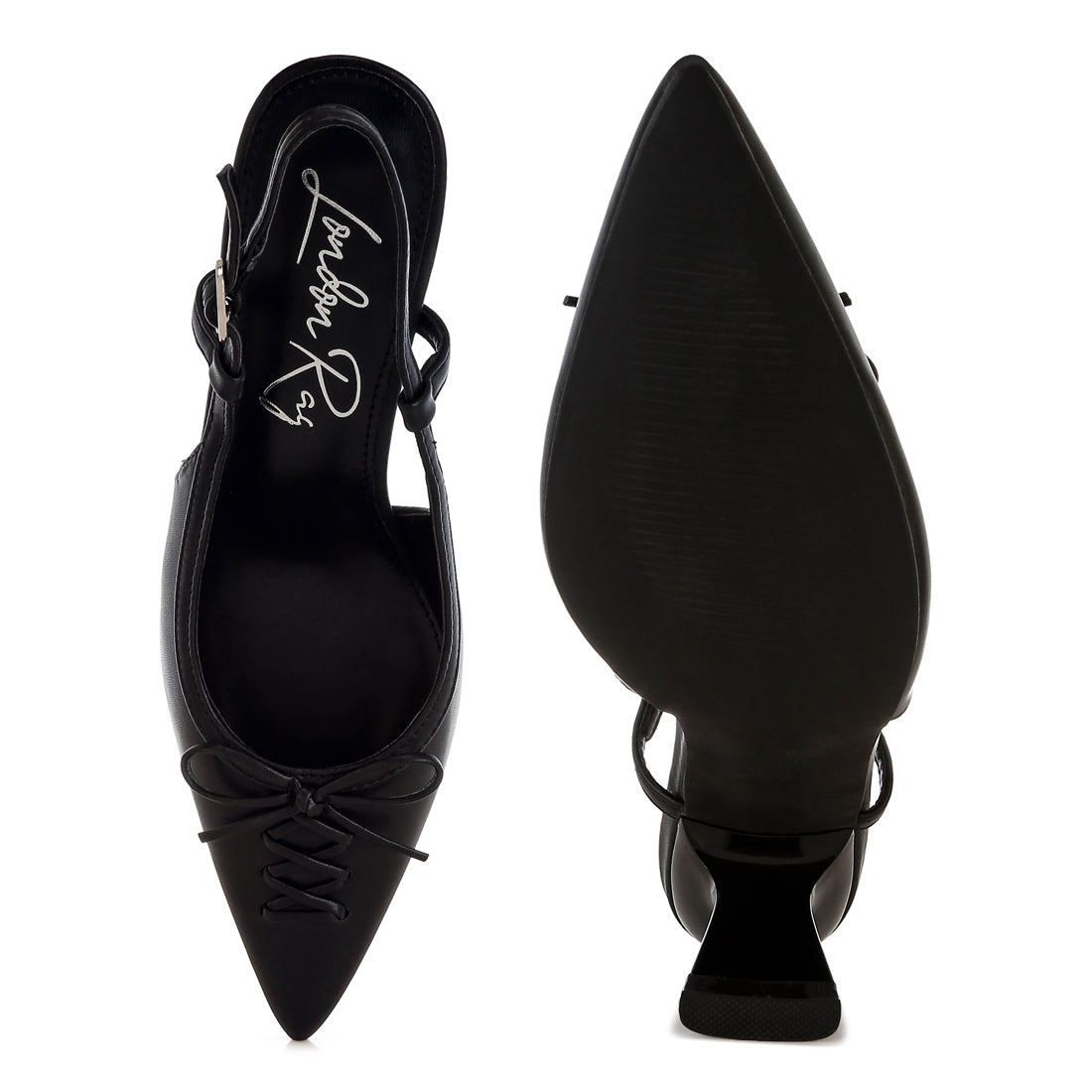 women kitten heel pointy slingbacks#color_black
