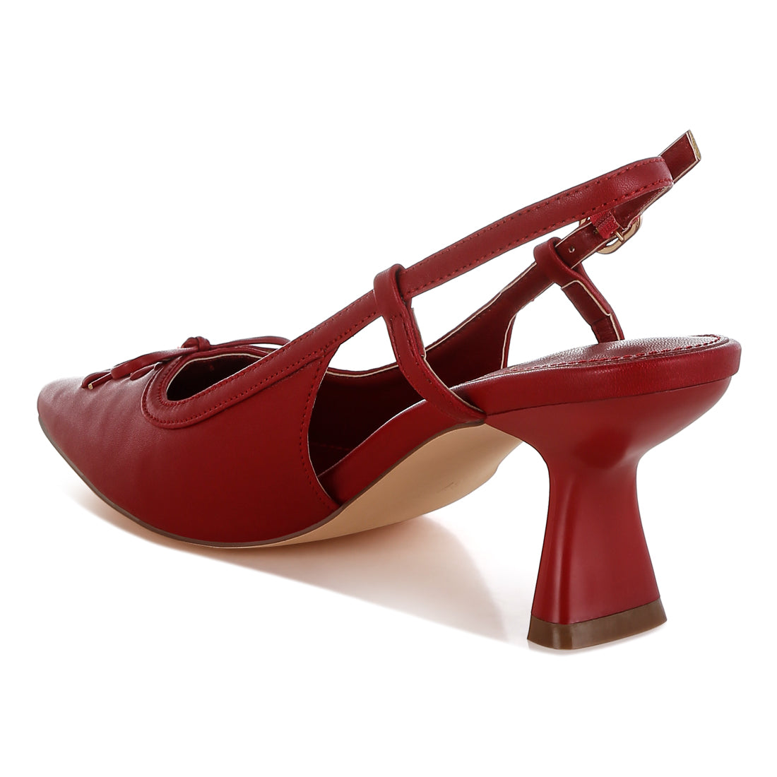 women kitten heel pointy slingbacks#color_red