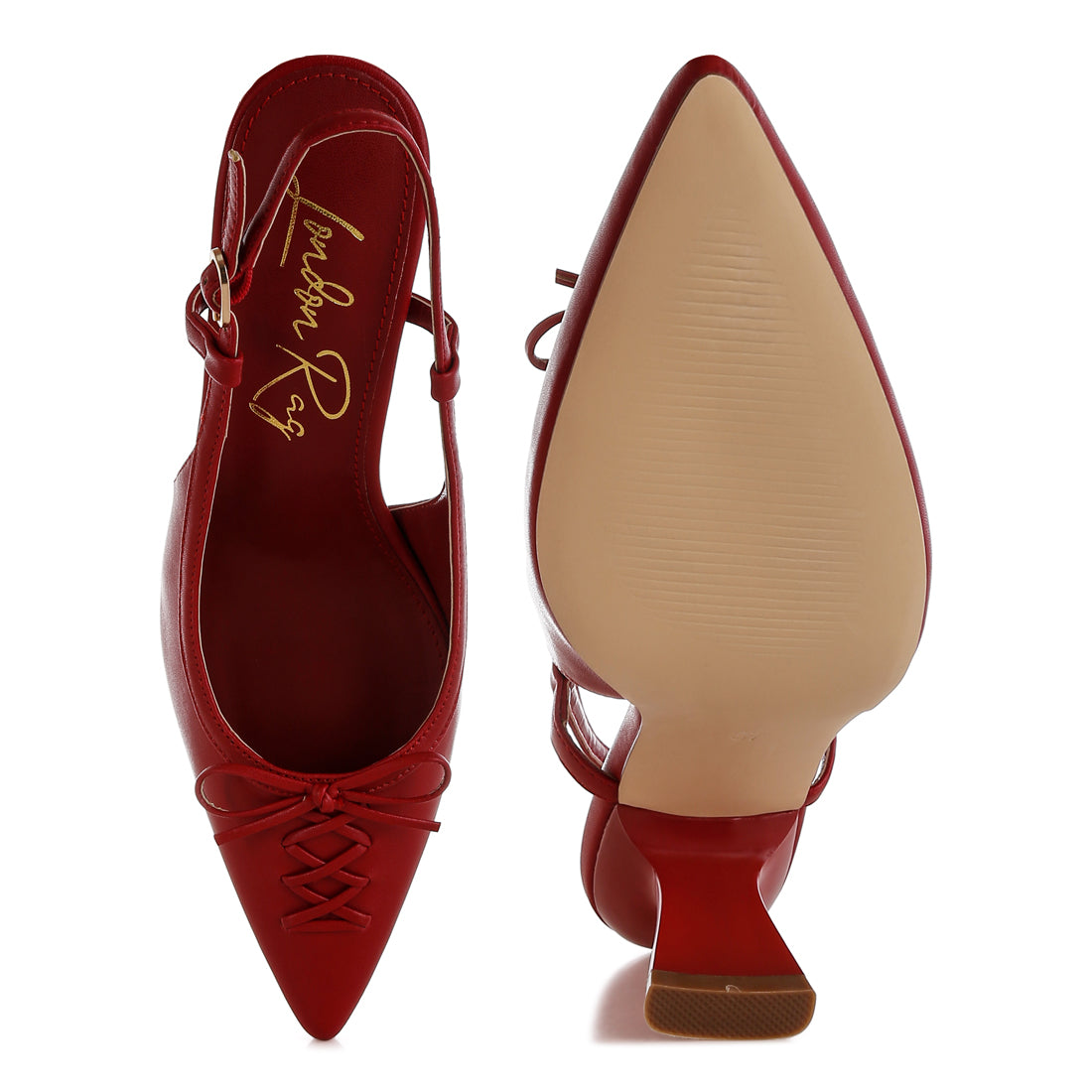 women kitten heel pointy slingbacks#color_red