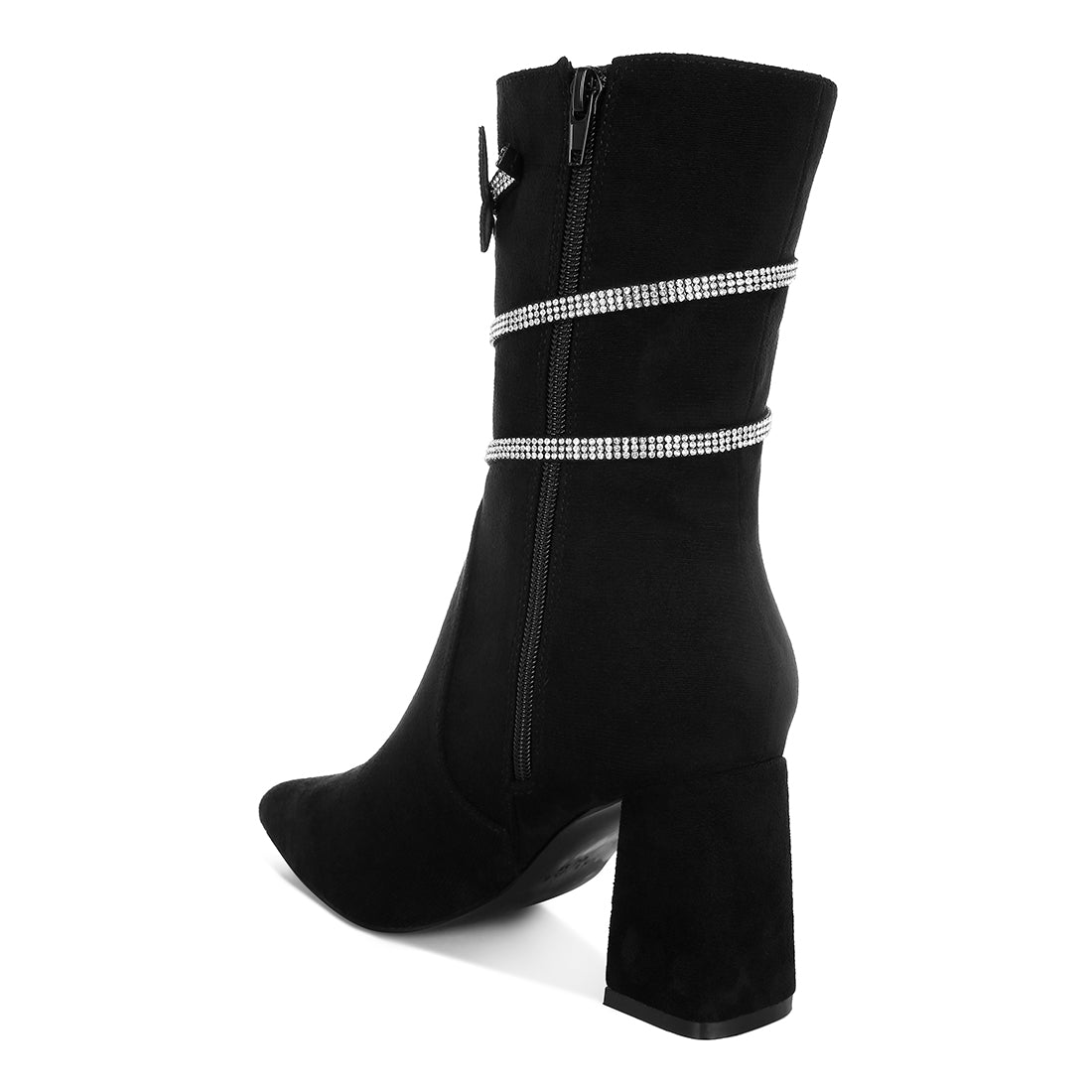 rhinestone brooch wrap-around boots#color_black