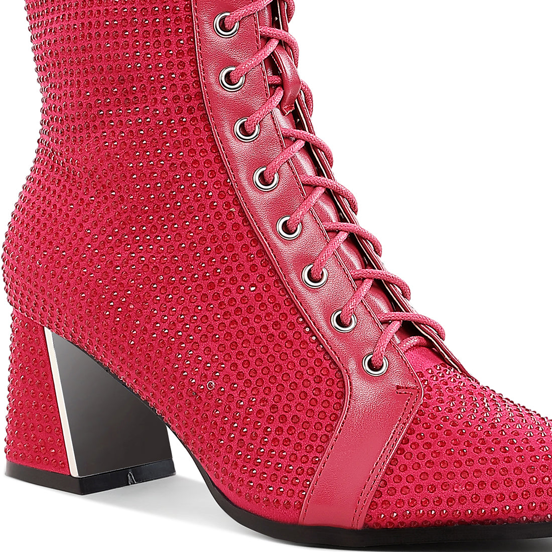 rhinestone embellished ankle boots#color_fuchsia