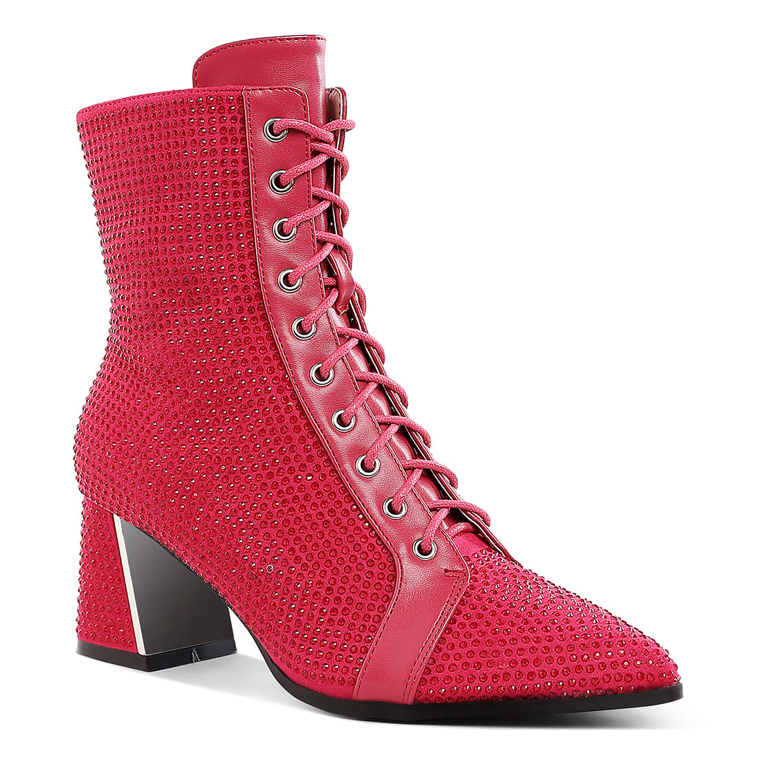 rhinestone embellished ankle boots#color_fuchsia