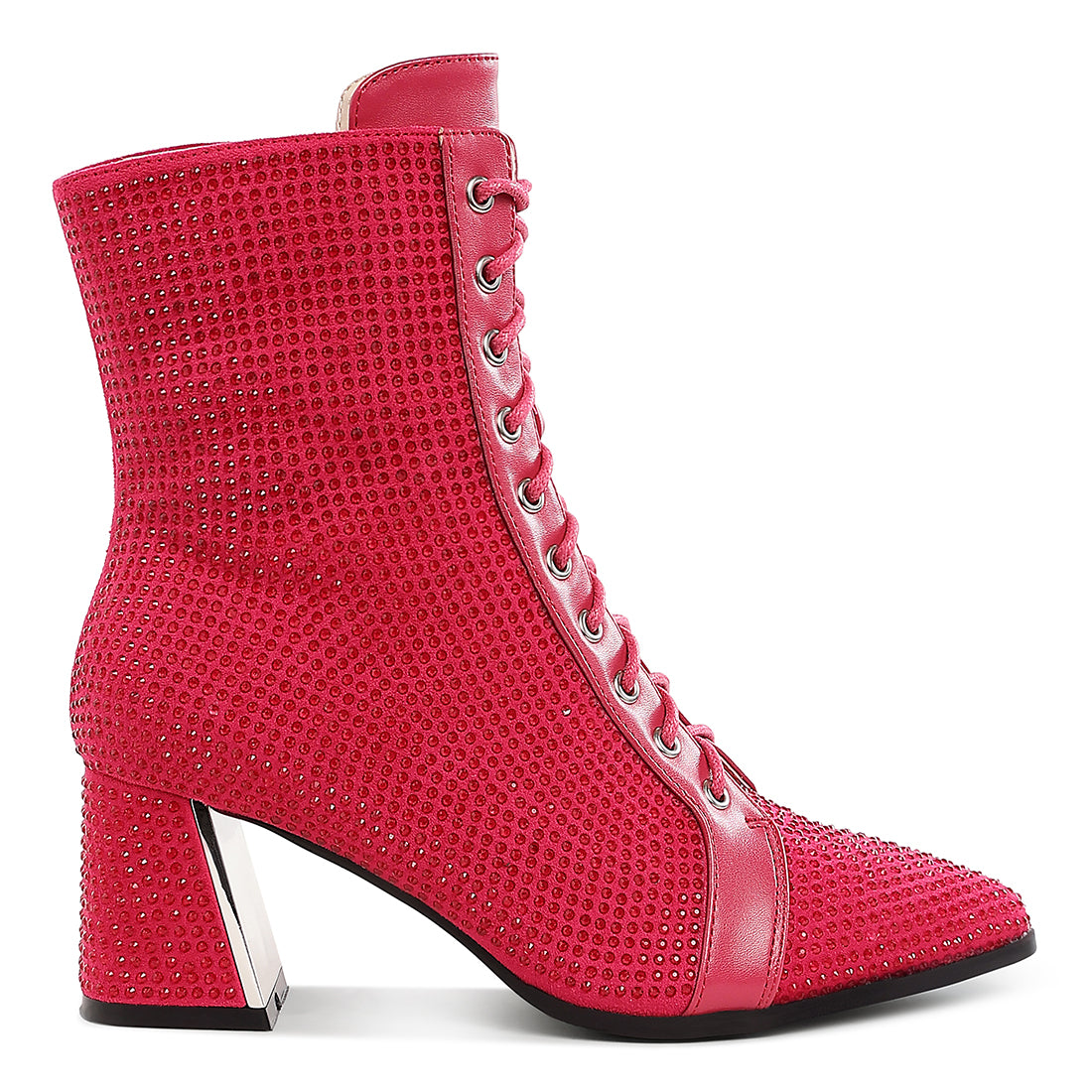 rhinestone embellished ankle boots#color_fuchsia