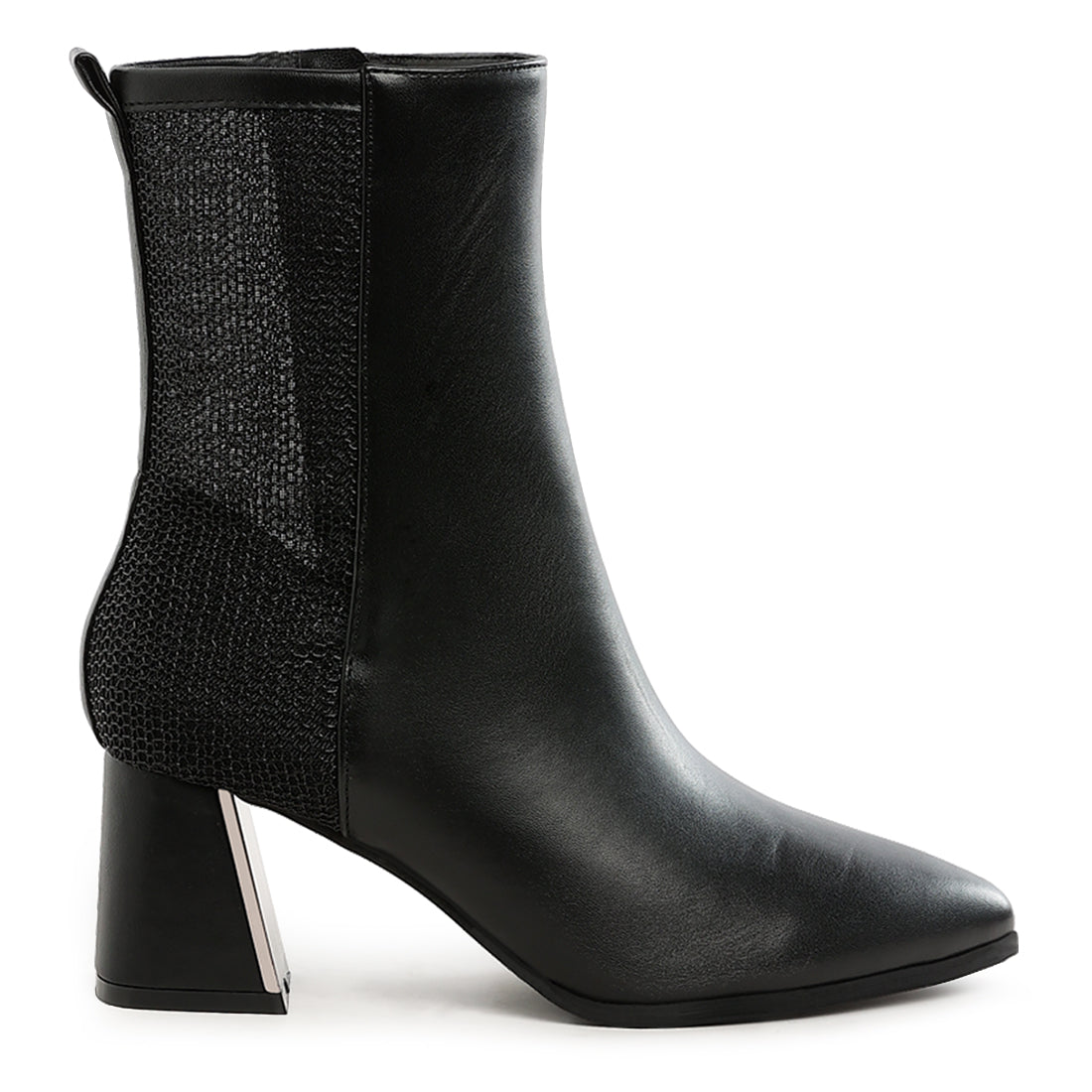 mesh detail pointy ankle boots#color_black