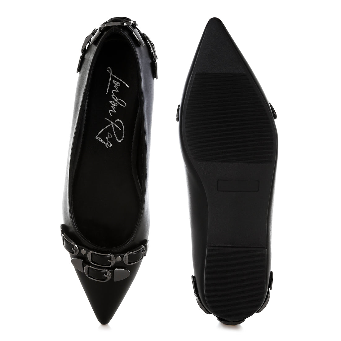 belt buckle detail ballerinas#color_black