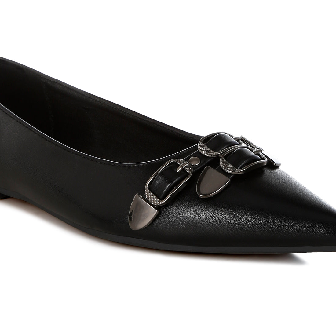 belt buckle detail ballerinas#color_black