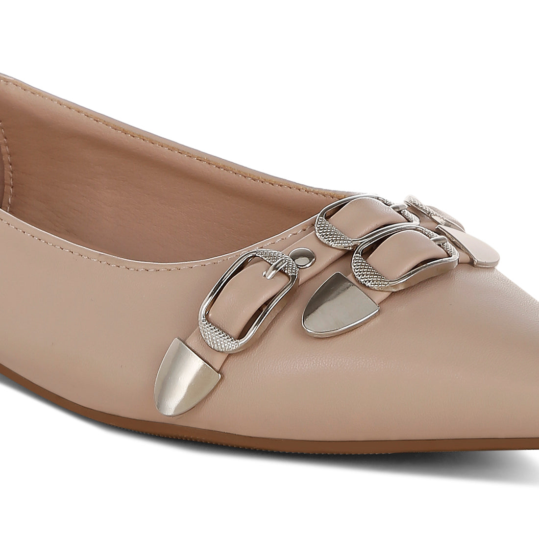 belt buckle detail ballerinas#color_beige