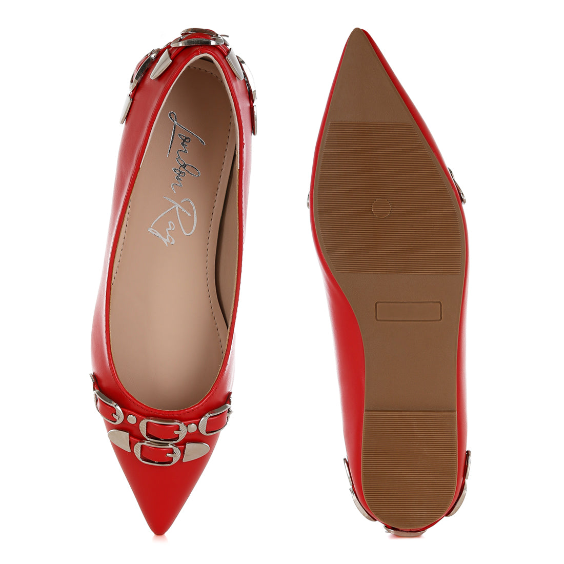 belt buckle detail ballerinas#color_red