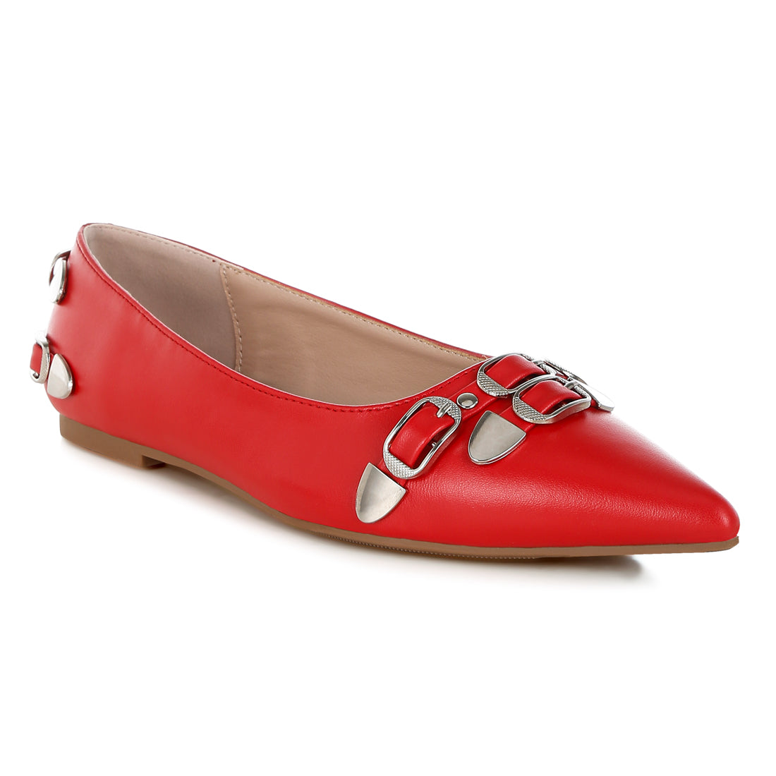 belt buckle detail ballerinas#color_red