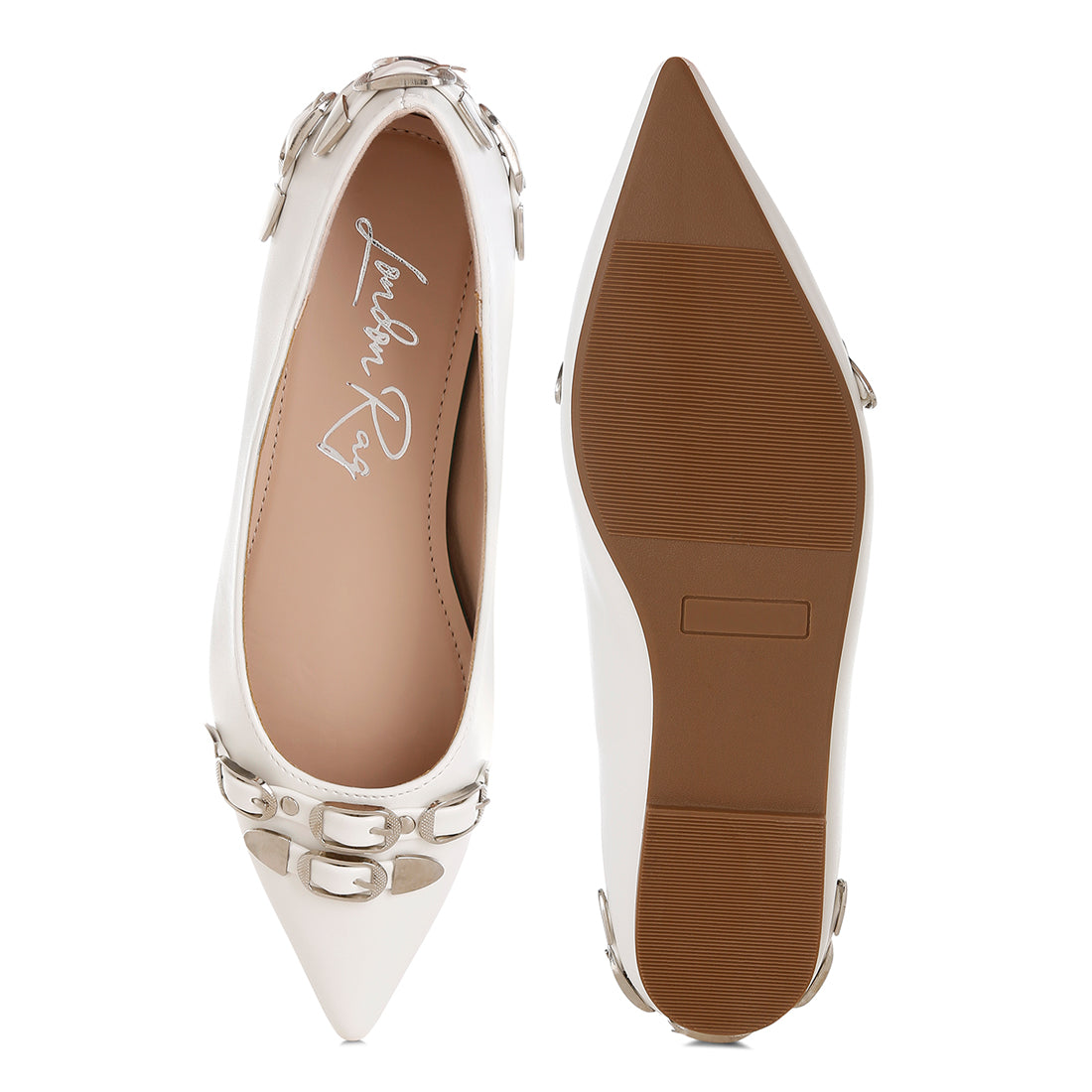 belt buckle detail ballerinas#color_white
