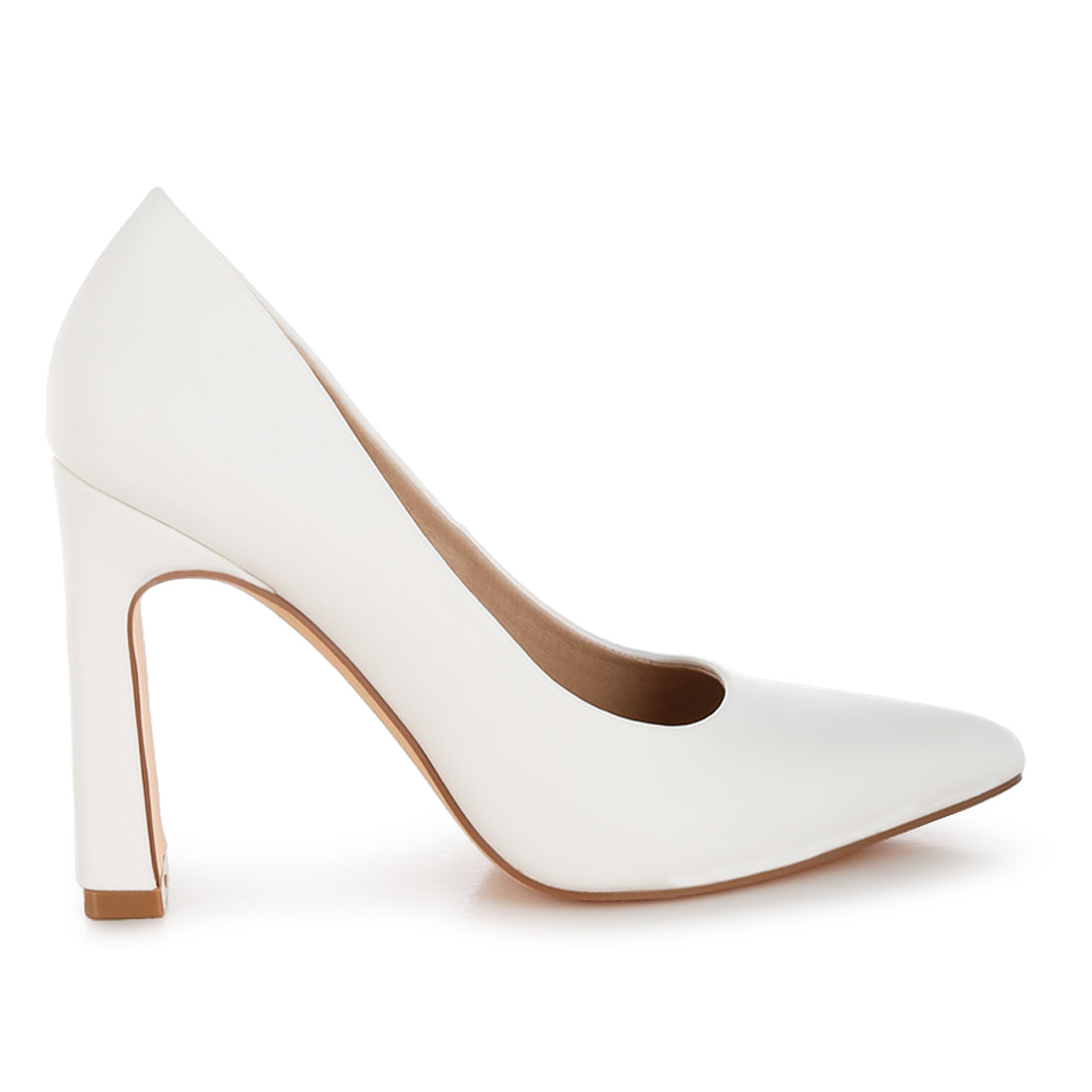 faux leather pumps#color_white