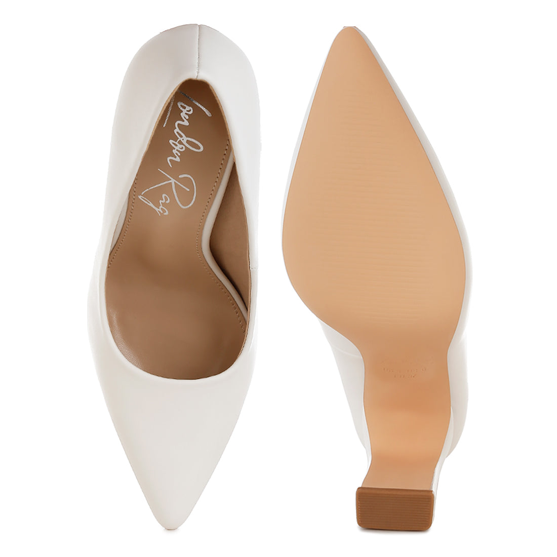 faux leather pumps#color_white