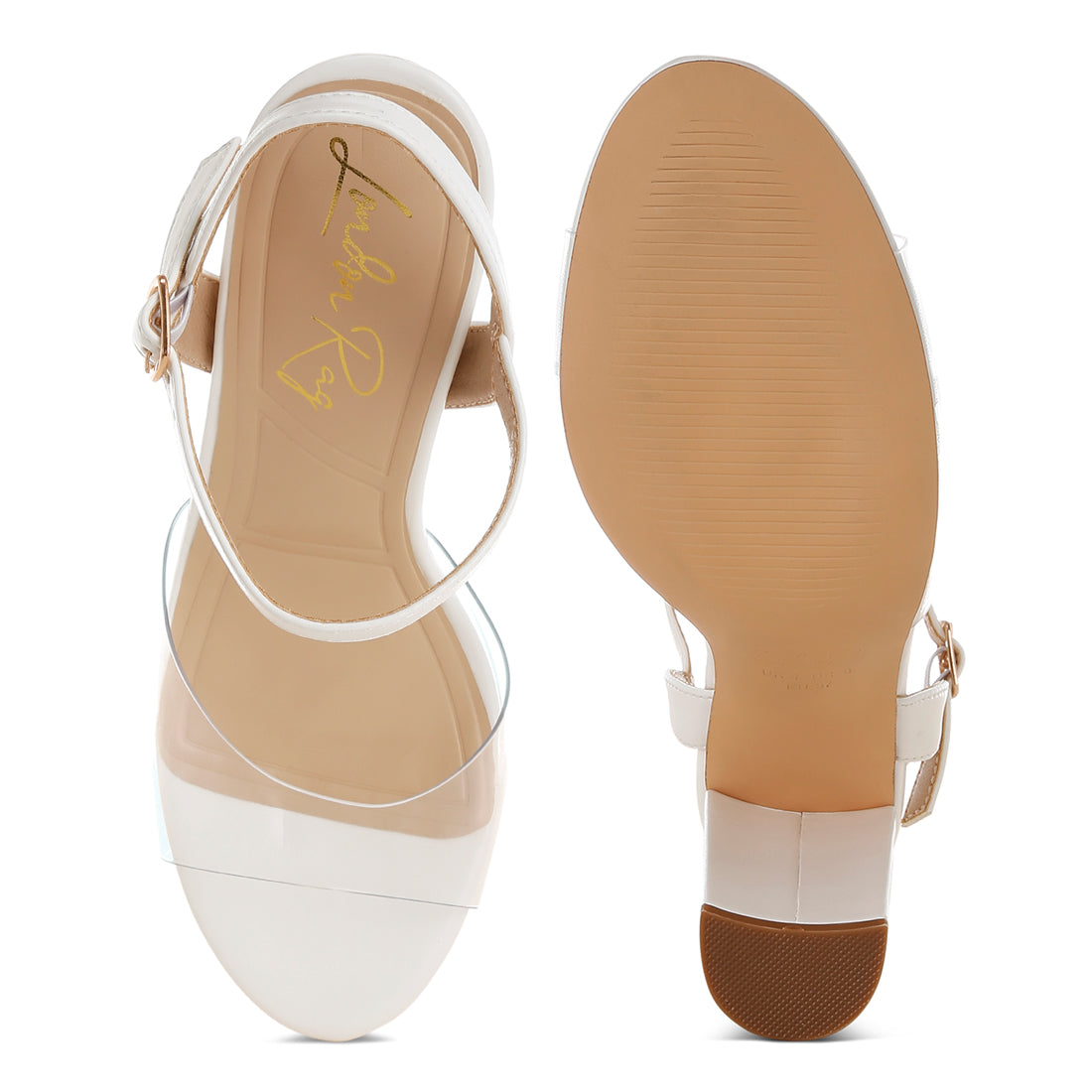 clear strap block heel sandals#color_white