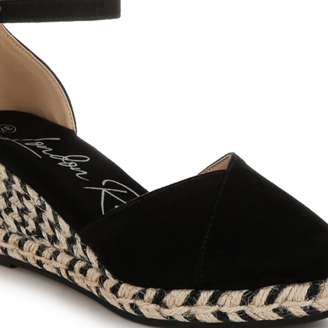 women wedge heel espadrilles sandals#color_black