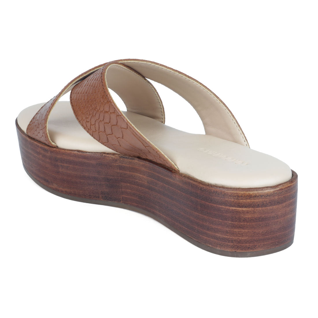 Tan Cross Strap Platform Sandal