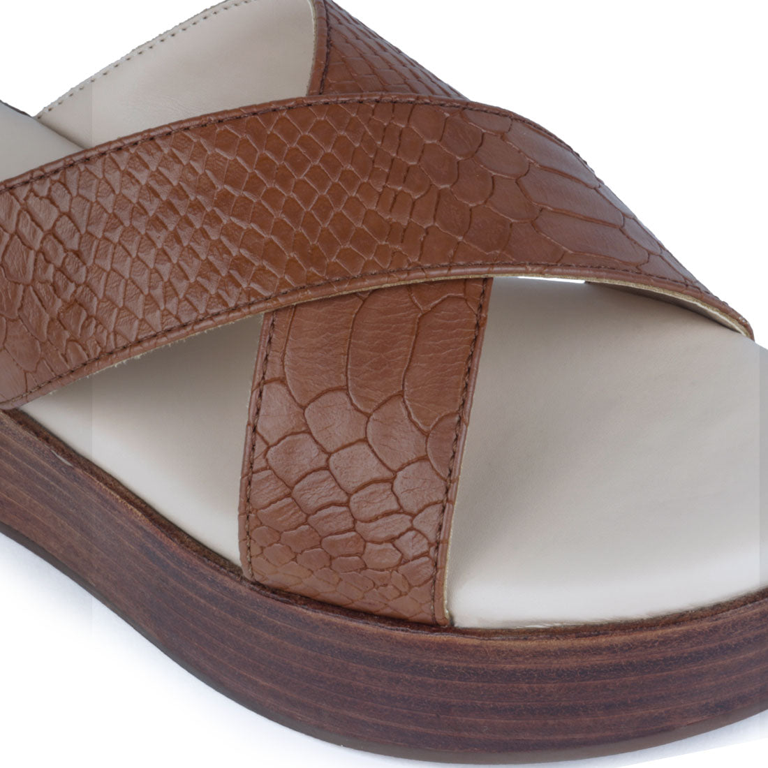 Tan Cross Strap Platform Sandal