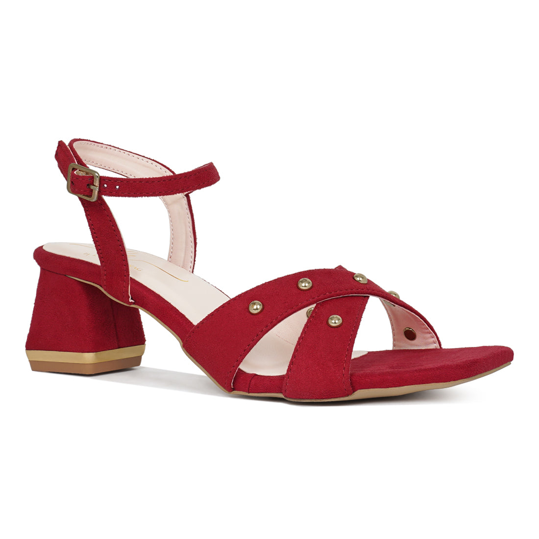 open-toe studded ankle strap sandals#color_red