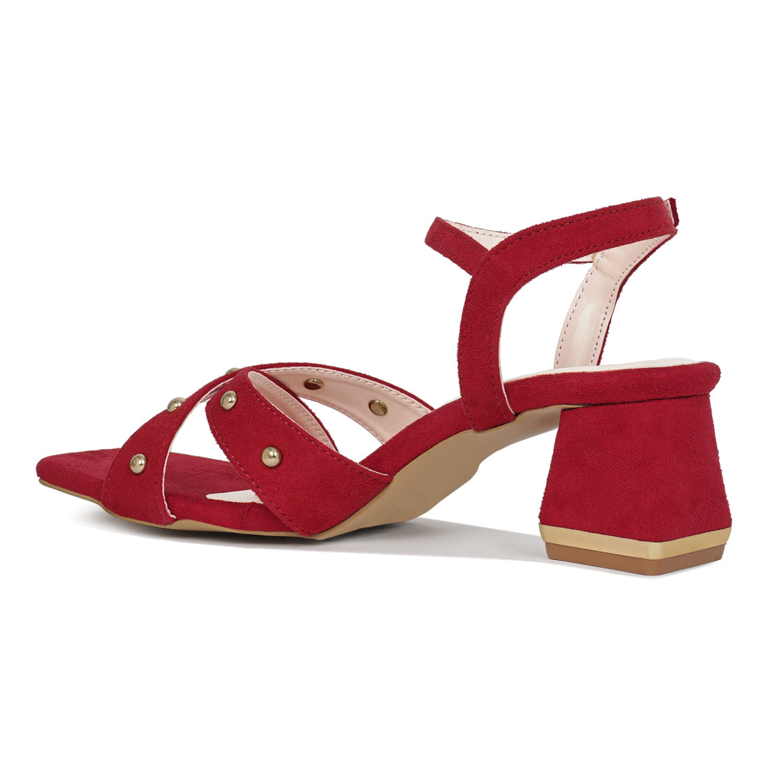 open-toe studded ankle strap sandals#color_red