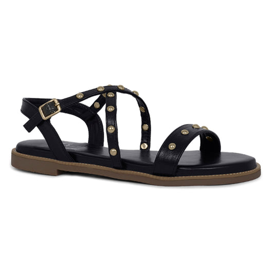 stud embellished strappy flats#color_black