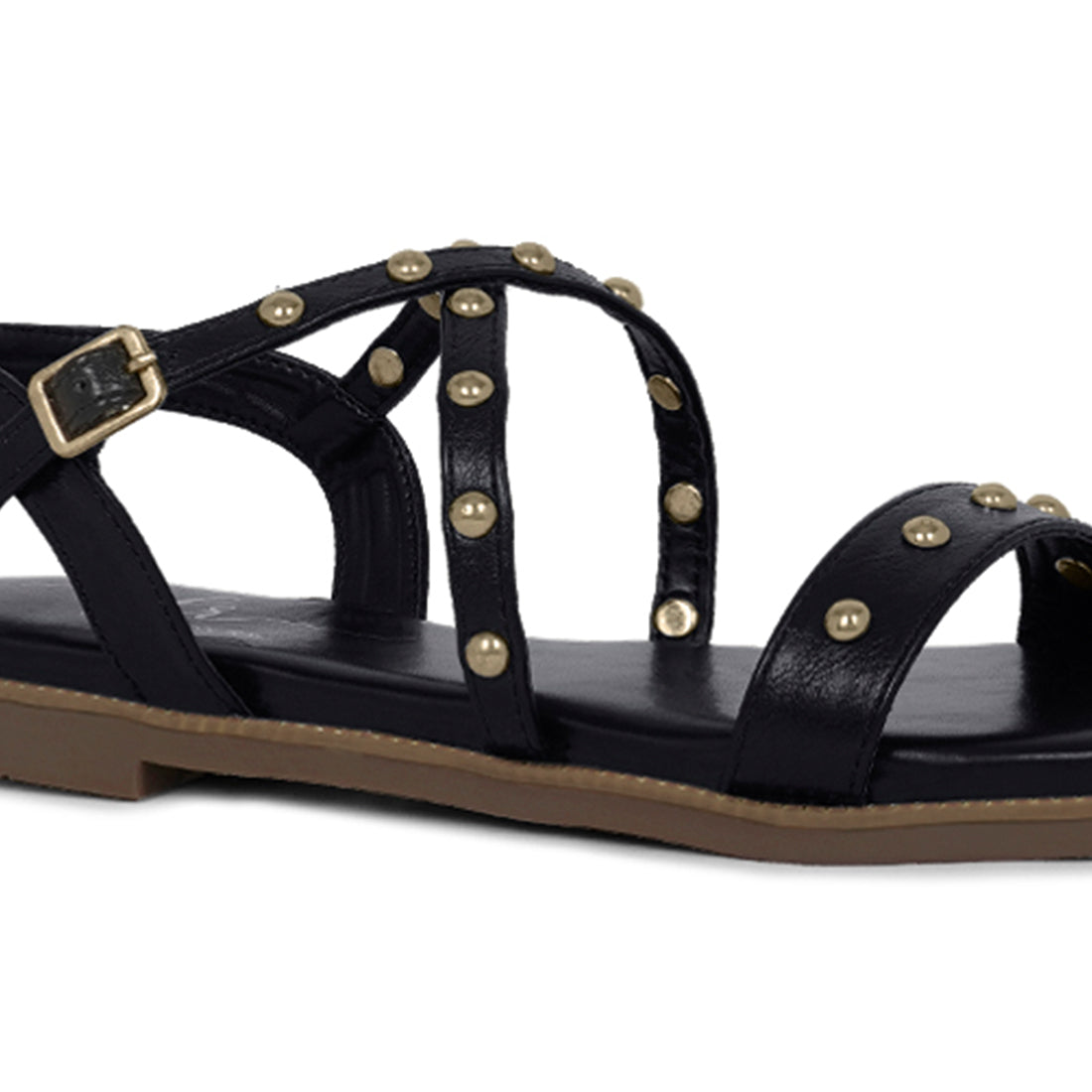 stud embellished strappy flats#color_black
