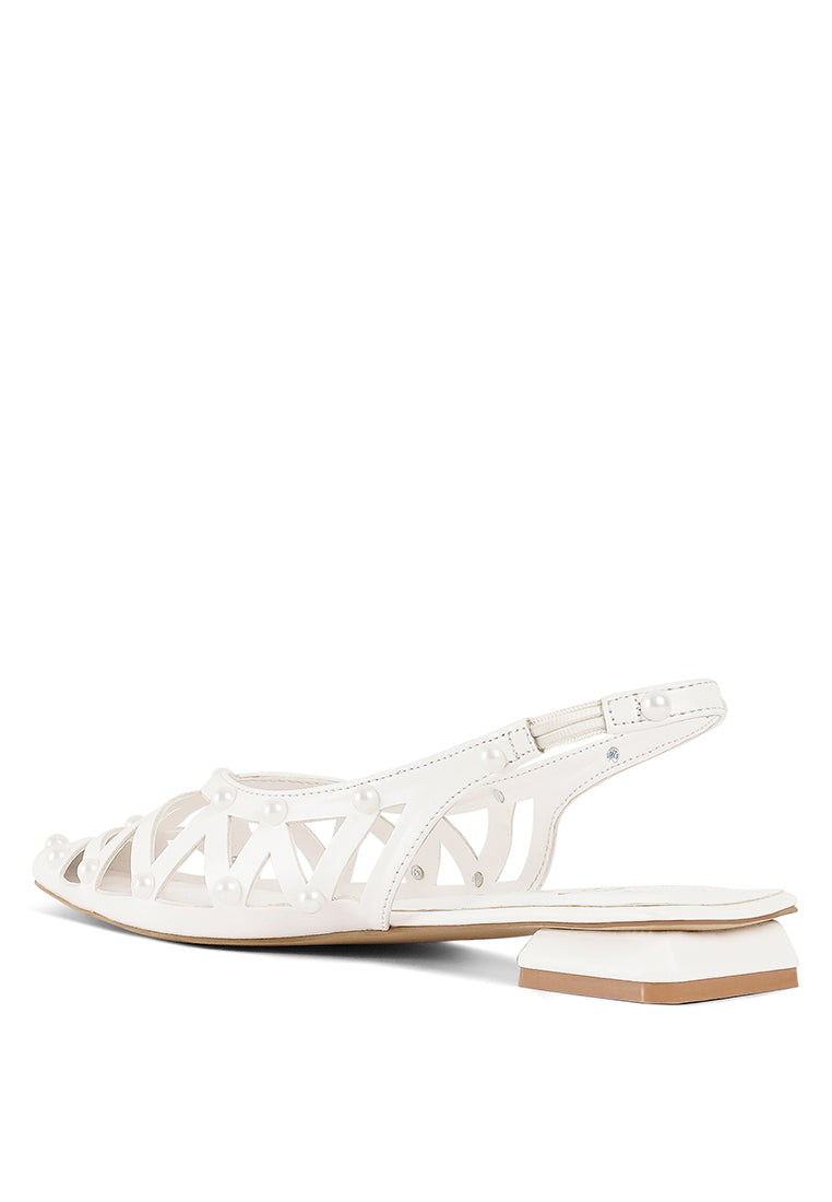 Women Pearl Embellished Slingback Sandals