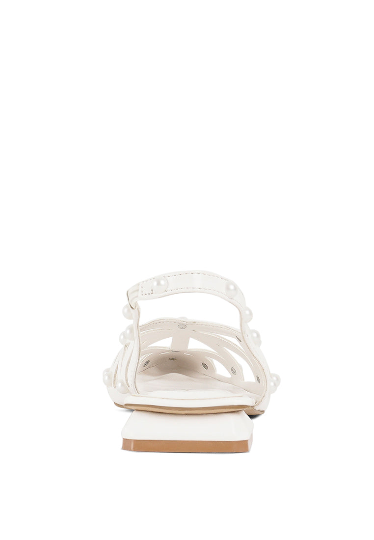 Women Pearl Embellished Slingback Sandals