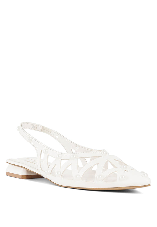 Women Pearl Embellished Slingback Sandals
