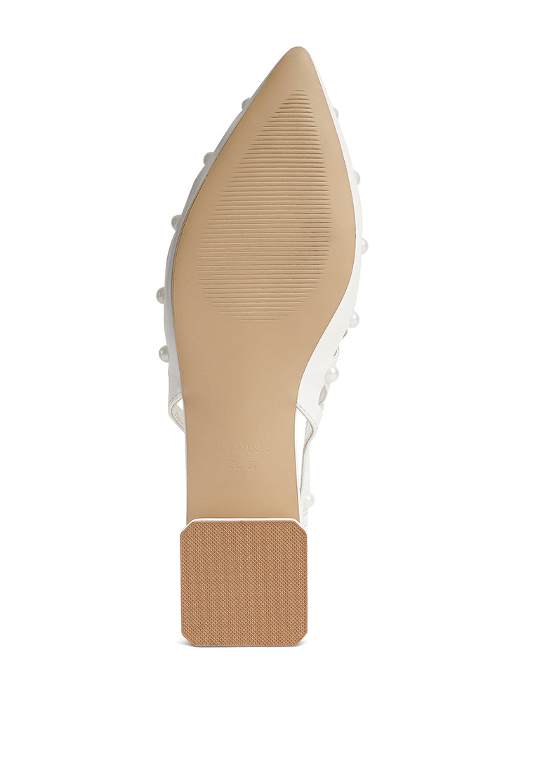 Women Pearl Embellished Slingback Sandals