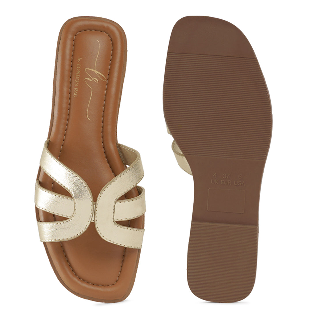 metallic flat heel slip ons#color_gold